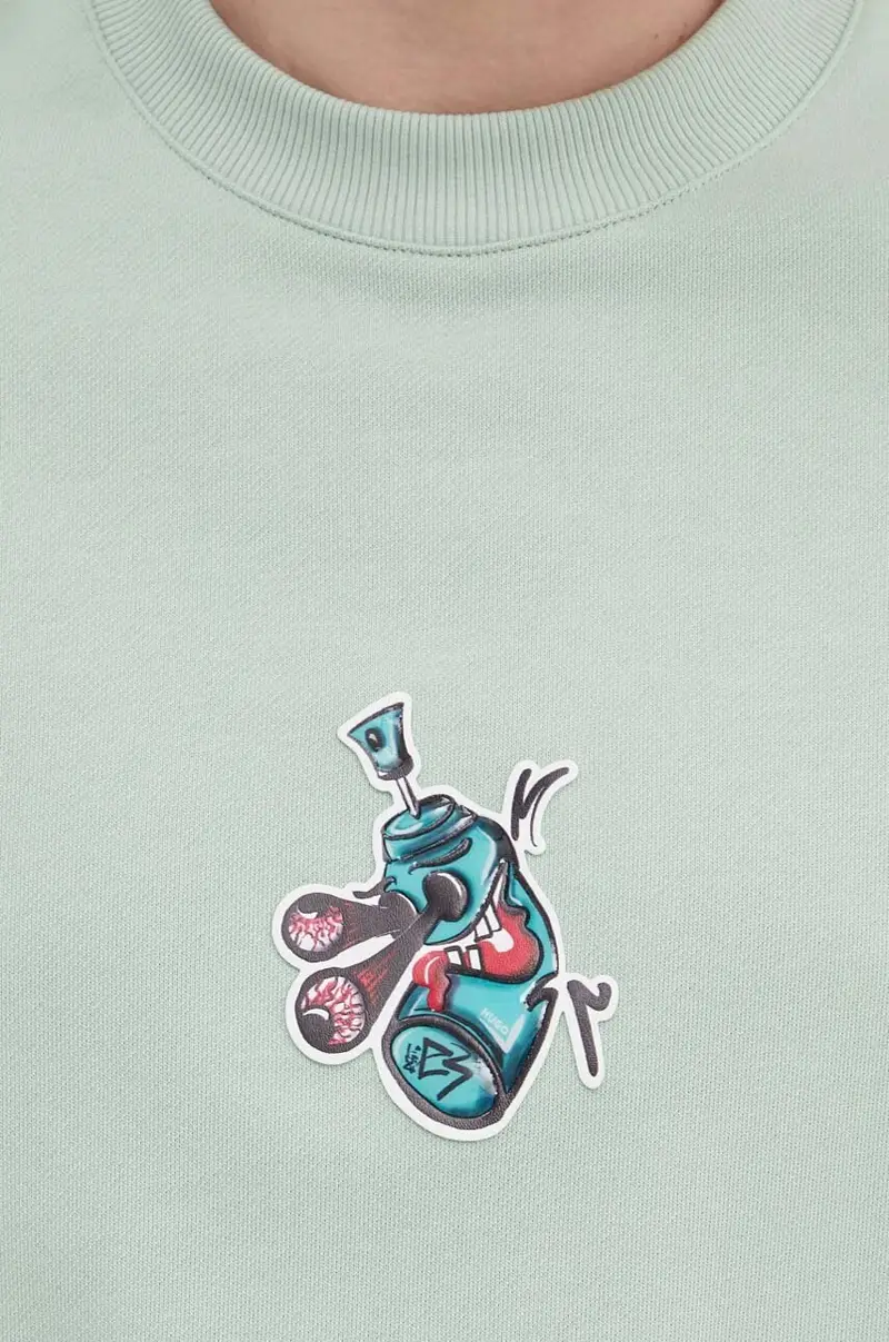 felpa in cotone uomo colore verde con applicazione 50518981 miniatura 5