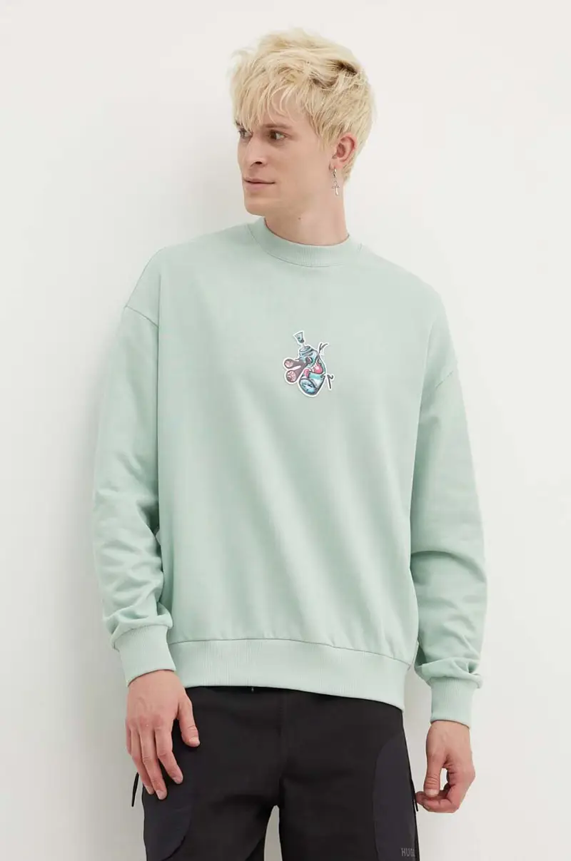 felpa in cotone uomo colore verde con applicazione 50518981