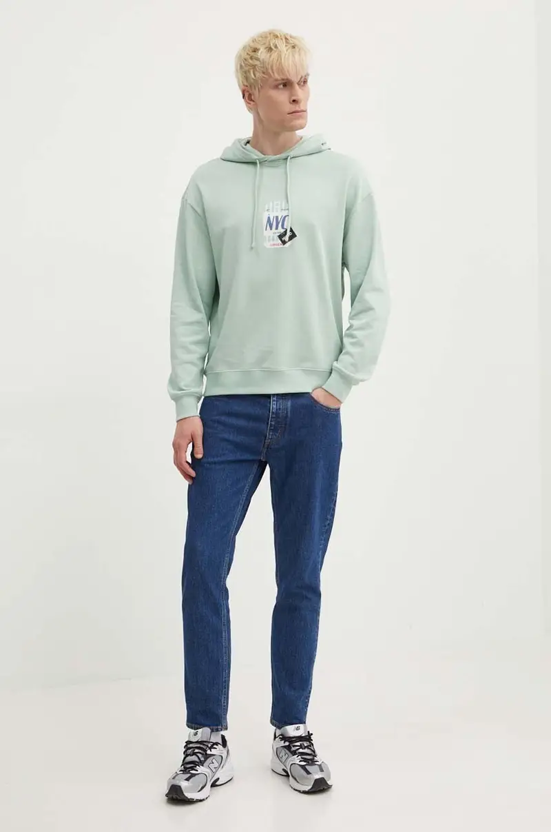 felpa in cotone uomo colore verde con cappuccio 50519849 miniatura 2