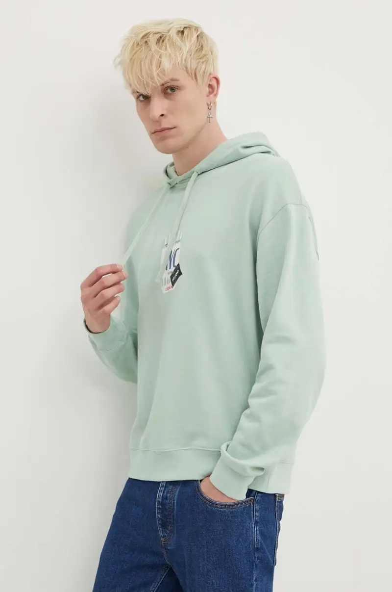 felpa in cotone uomo colore verde con cappuccio 50519849 miniatura 3