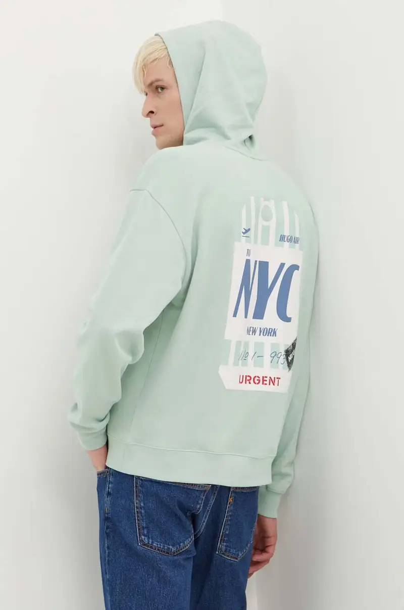 felpa in cotone uomo colore verde con cappuccio 50519849