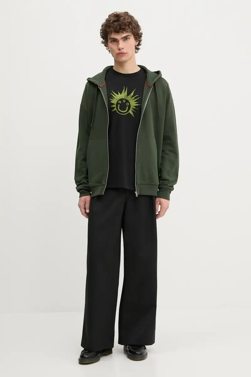 felpa in cotone uomo colore verde con cappuccio 50548651 miniatura 2