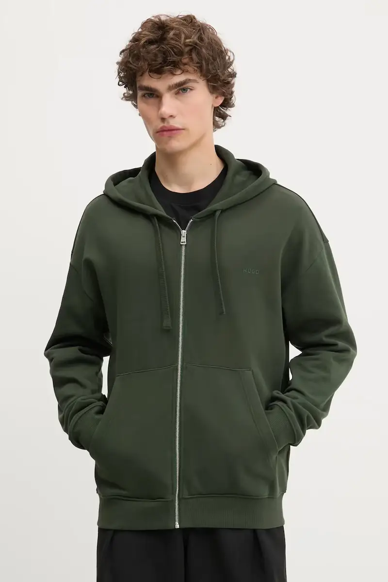 felpa in cotone uomo colore verde con cappuccio 50548651