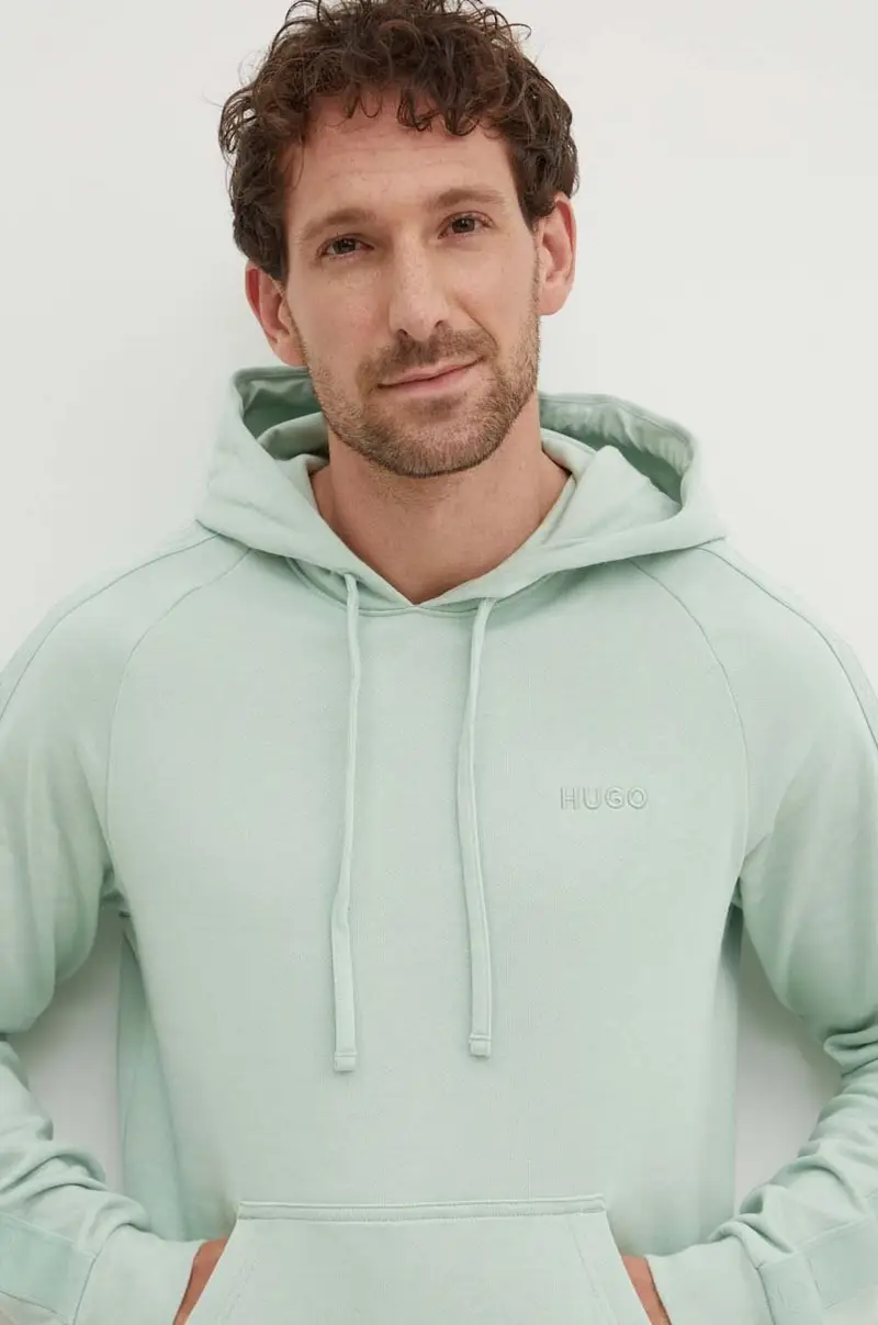 felpa in cotone uomo colore verde con cappuccio con applicazione 50520502 miniatura 4