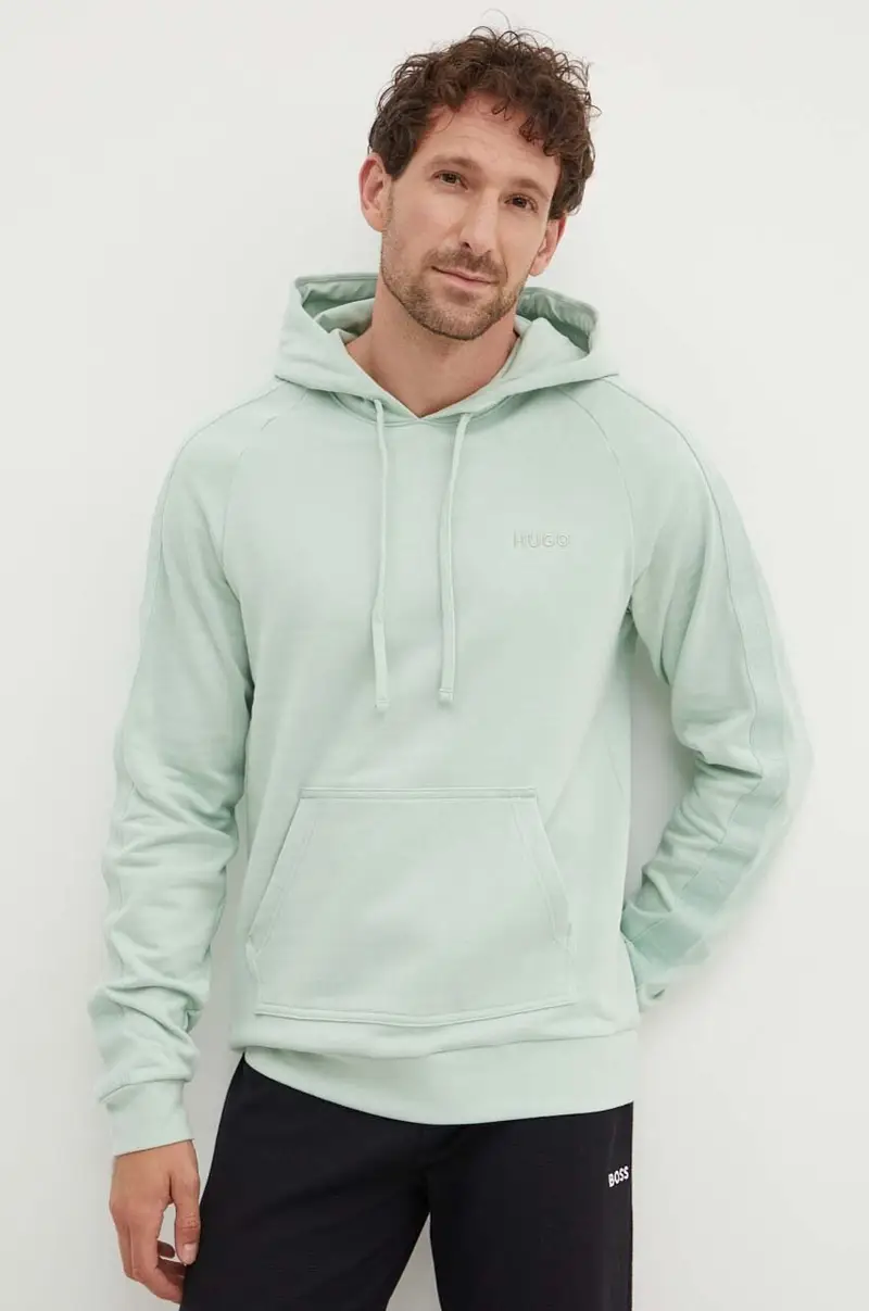 felpa in cotone uomo colore verde con cappuccio con applicazione 50520502