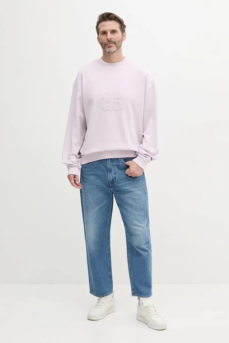 felpa in cotone uomo colore violetto con applicazione 50535258 miniatura 2