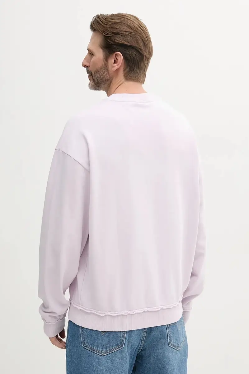 felpa in cotone uomo colore violetto con applicazione 50535258 miniatura 3