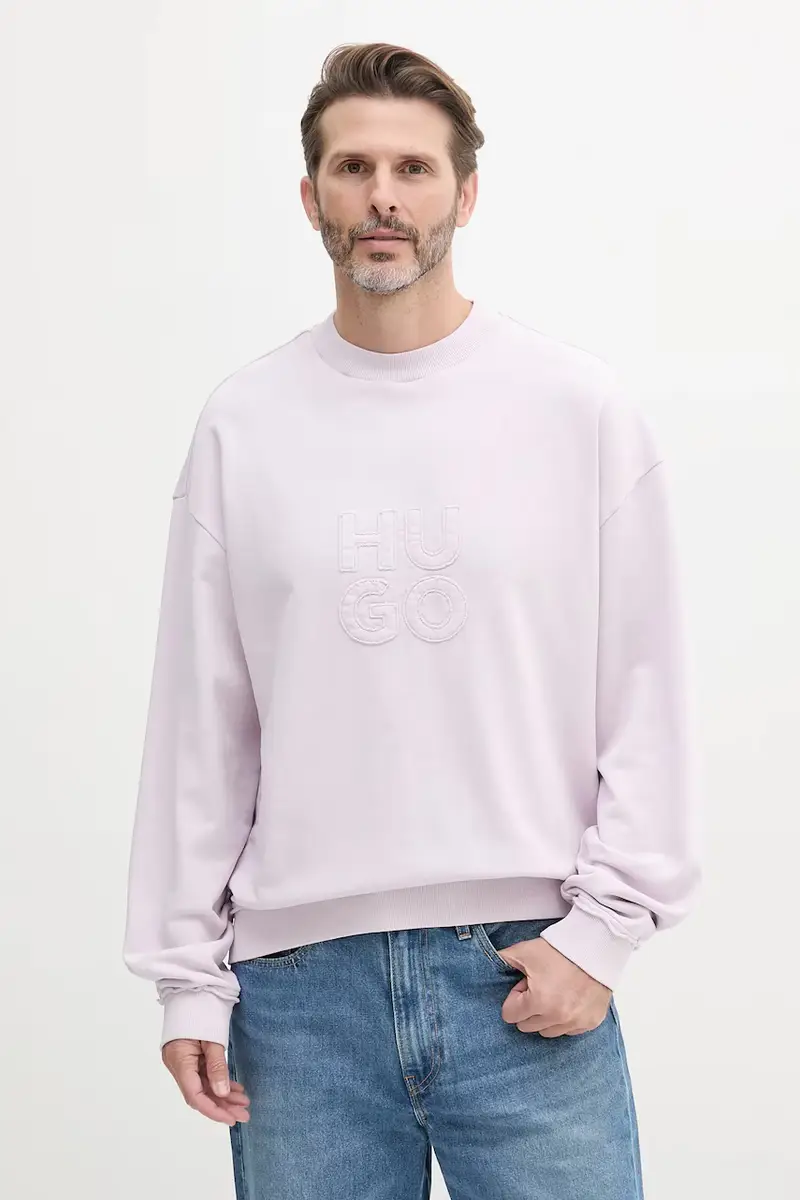 felpa in cotone uomo colore violetto con applicazione 50535258