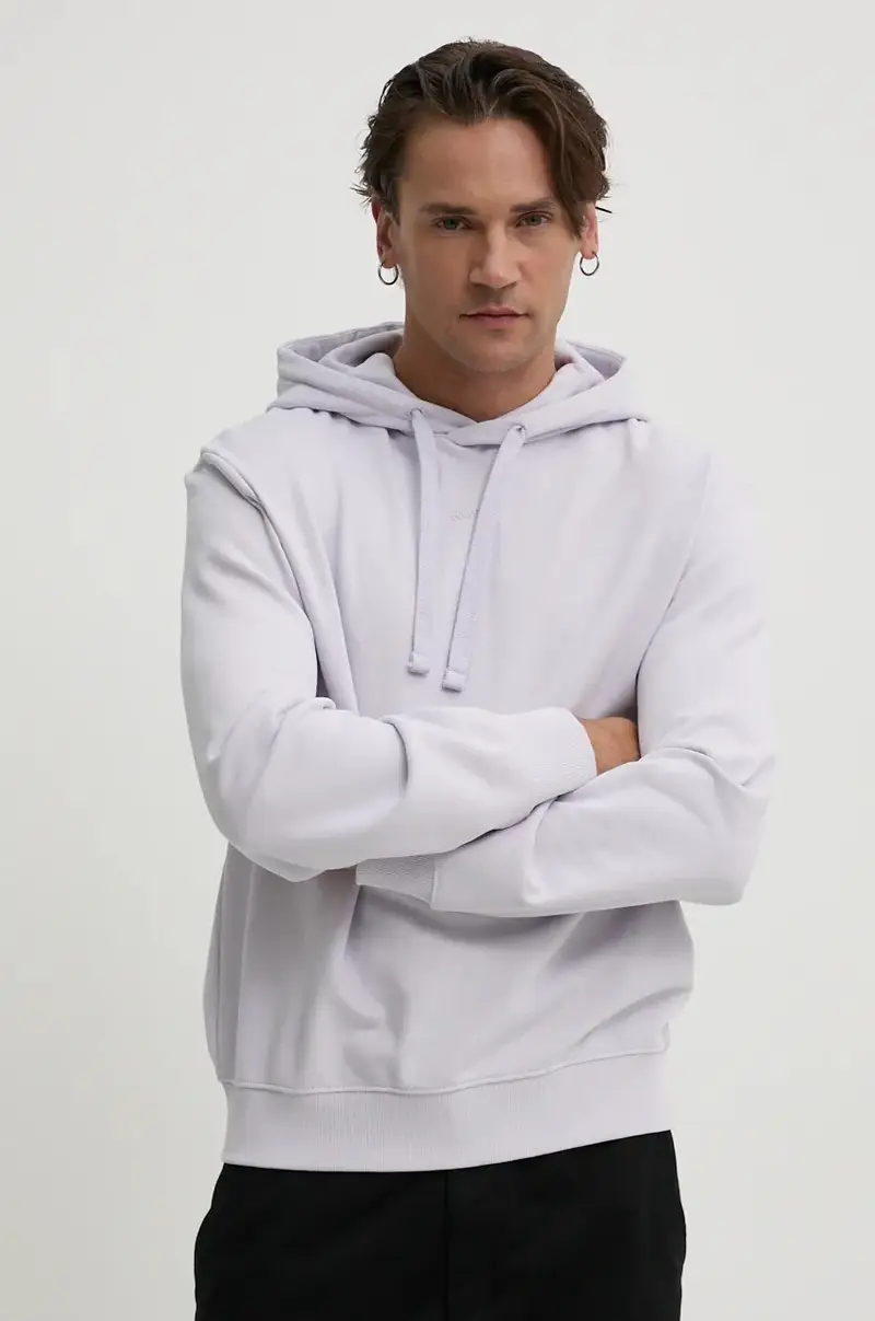 felpa in cotone uomo colore violetto con cappuccio 50486478 miniatura 4