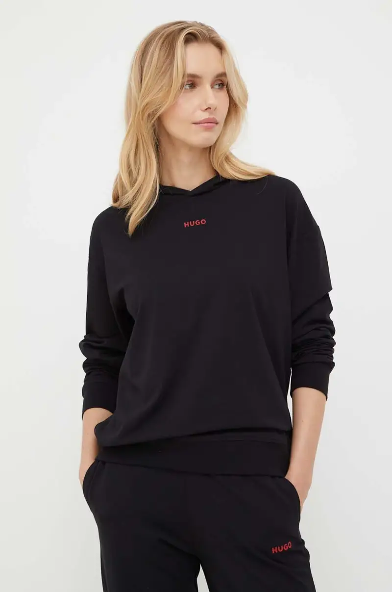 felpa lounge colore nero con cappuccio