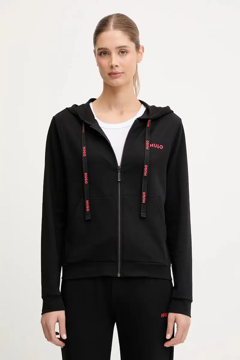 felpa lounge donna colore nero con cappuccio 50556350