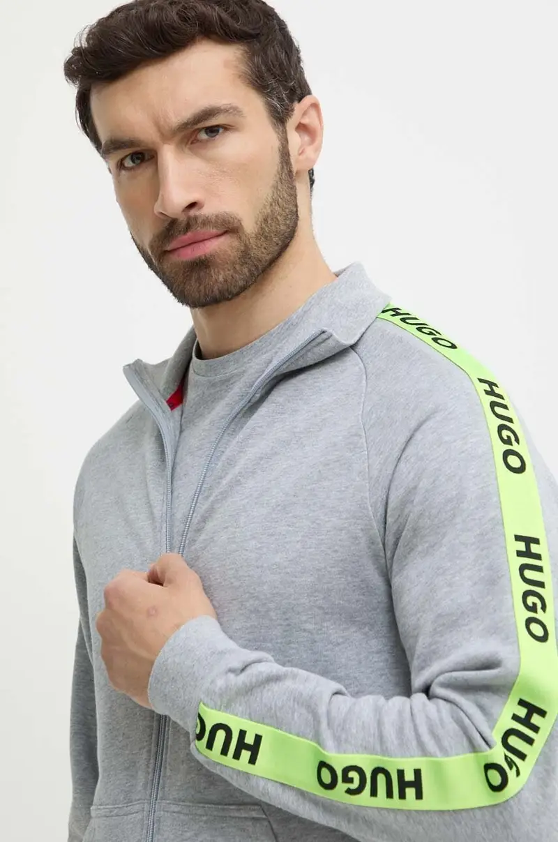 felpa lounge in cotone colore grigio con applicazione