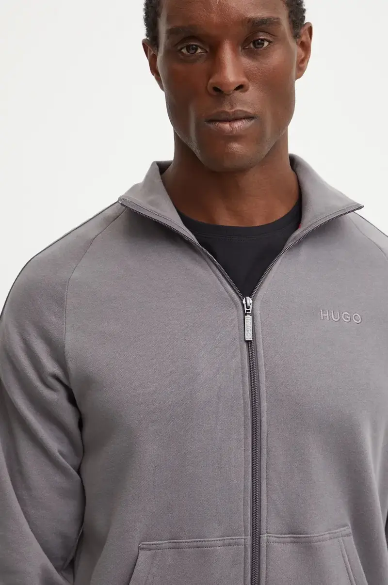 felpa lounge in cotone colore grigio con applicazione 50520493 miniatura 4