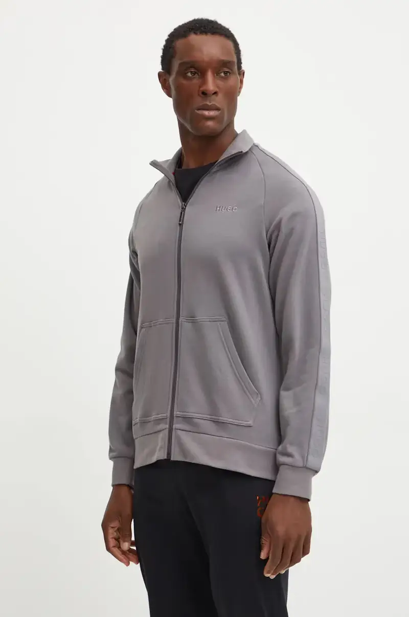 felpa lounge in cotone colore grigio con applicazione 50520493