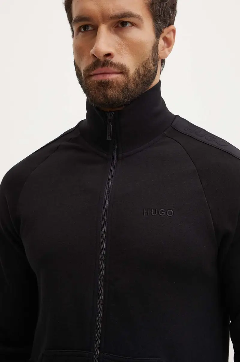 felpa lounge in cotone colore nero con applicazione 50520493 miniatura 4