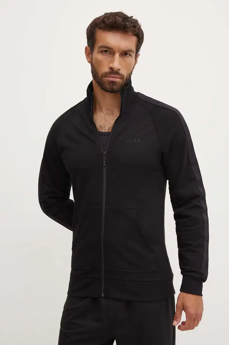 felpa lounge in cotone colore nero con applicazione 50520493