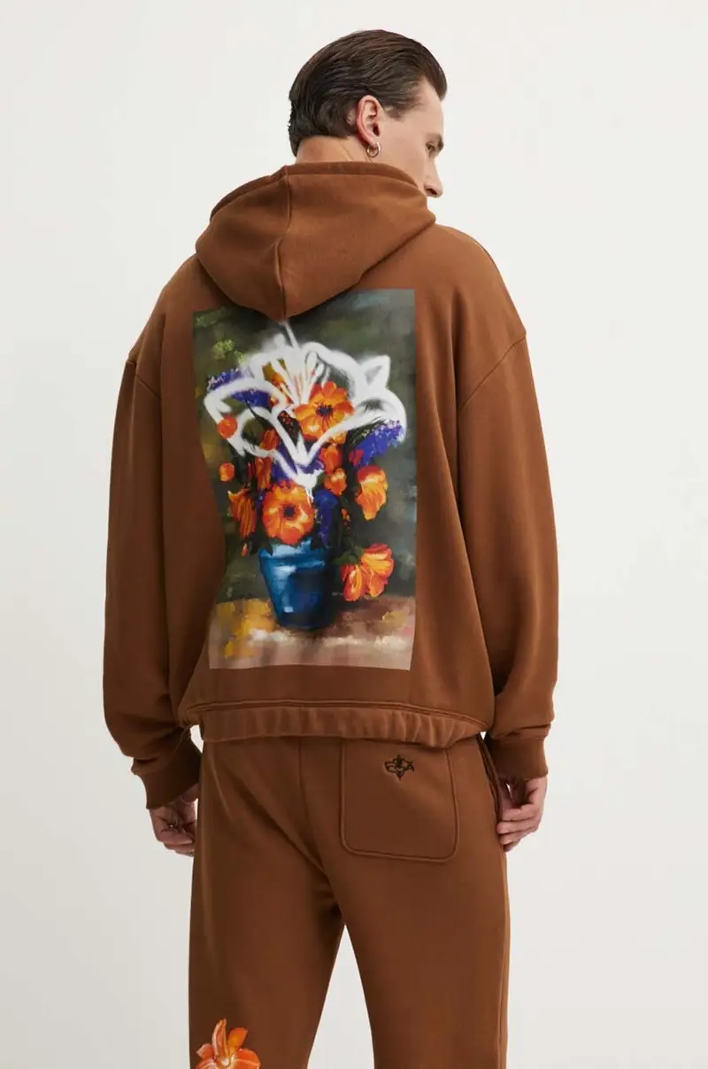 felpa uomo colore marrone con cappuccio 50517408 miniatura 4