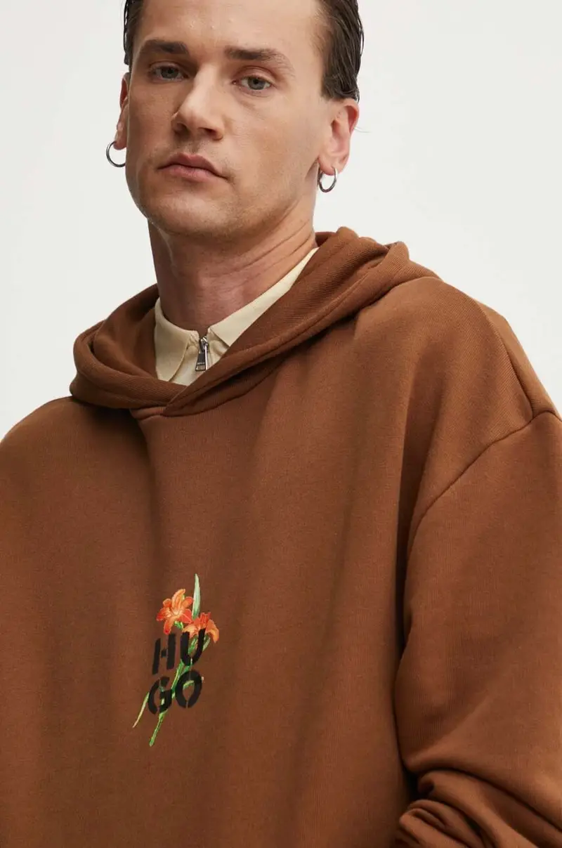 felpa uomo colore marrone con cappuccio 50517408 miniatura 5