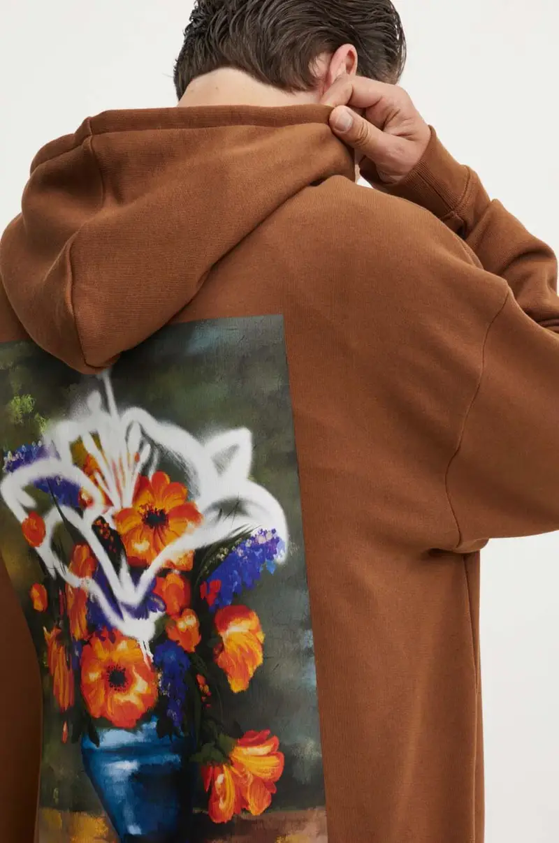 felpa uomo colore marrone con cappuccio 50517408