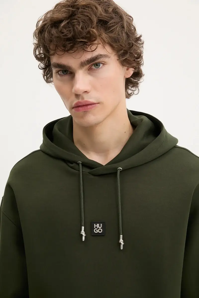 felpa uomo colore verde con cappuccio con applicazione 50542583 miniatura 4