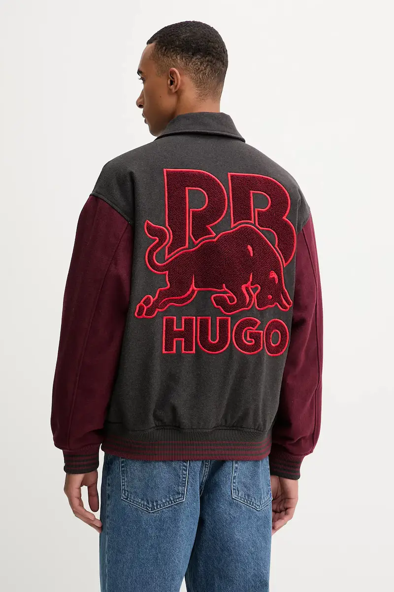 giacca bomber con lana colore grigio 50549448 miniatura 3