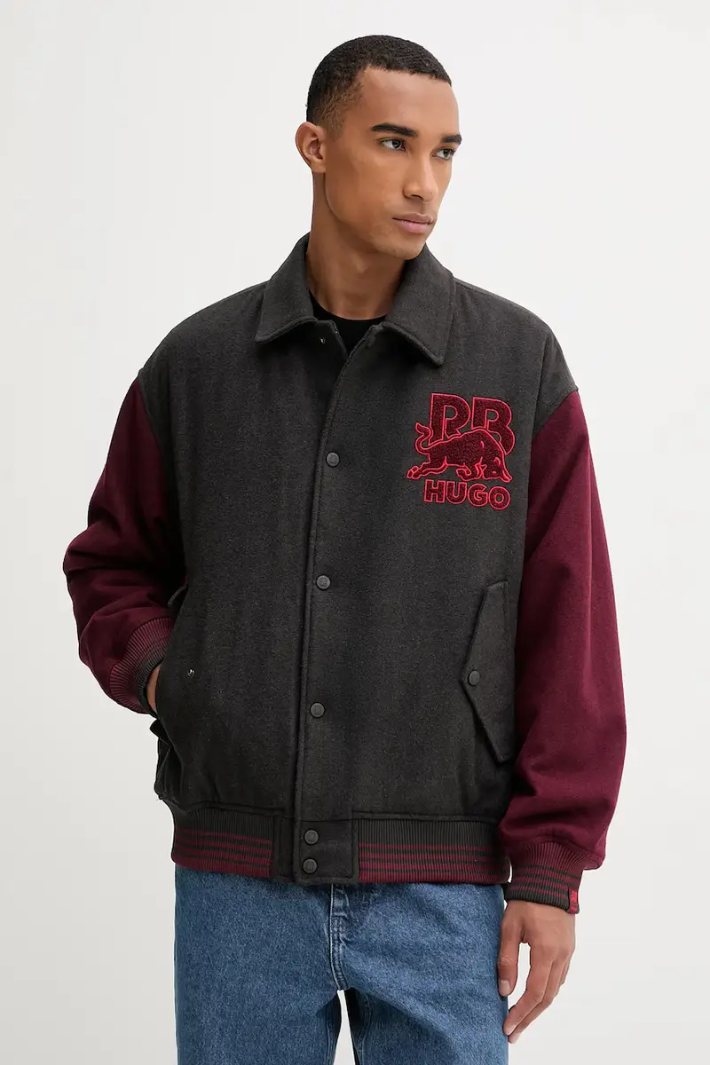 giacca bomber con lana colore grigio 50549448