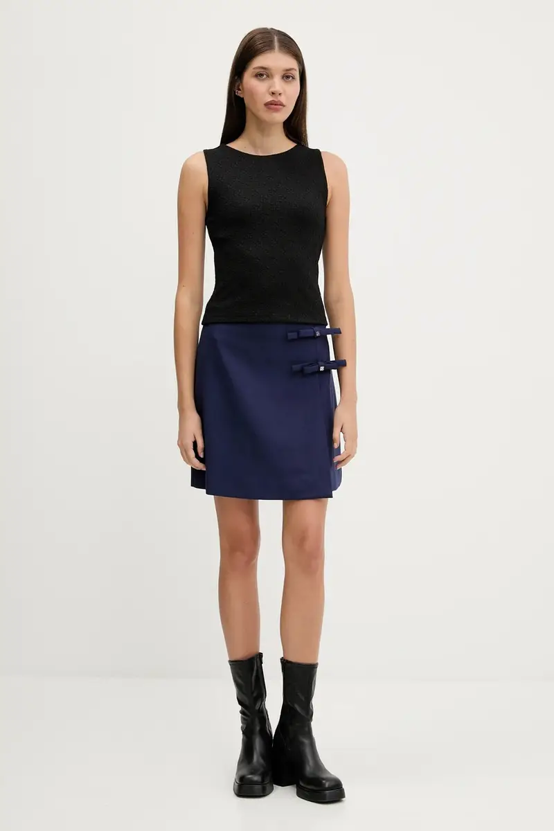 gonna con aggiunta di lana colore blu navy 50544796 miniatura 2