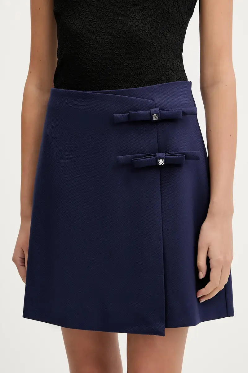 gonna con aggiunta di lana colore blu navy 50544796