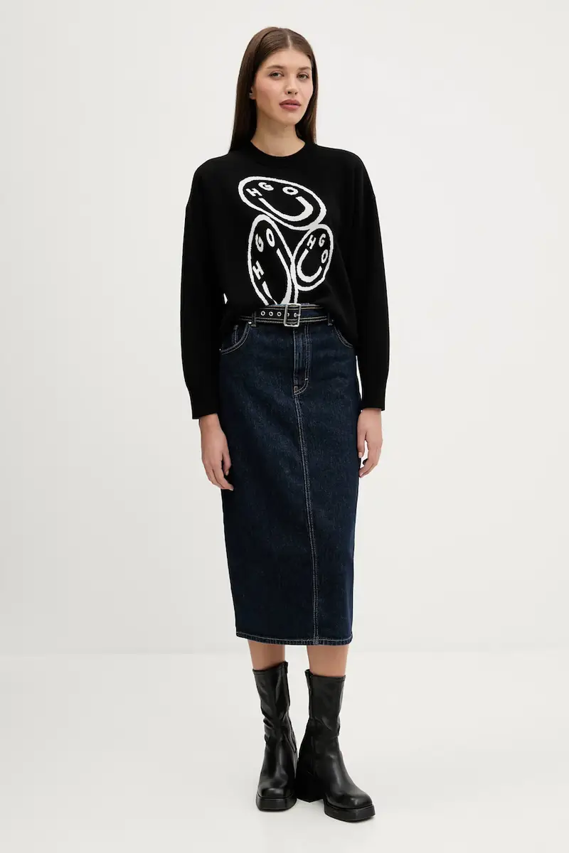 gonna di jeans colore blu navy 50541495 miniatura 2