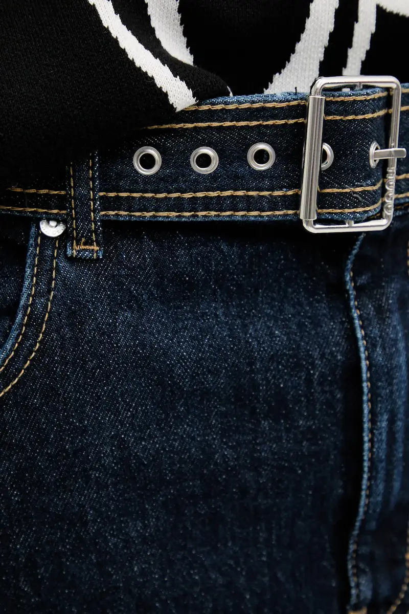 gonna di jeans colore blu navy 50541495 miniatura 4