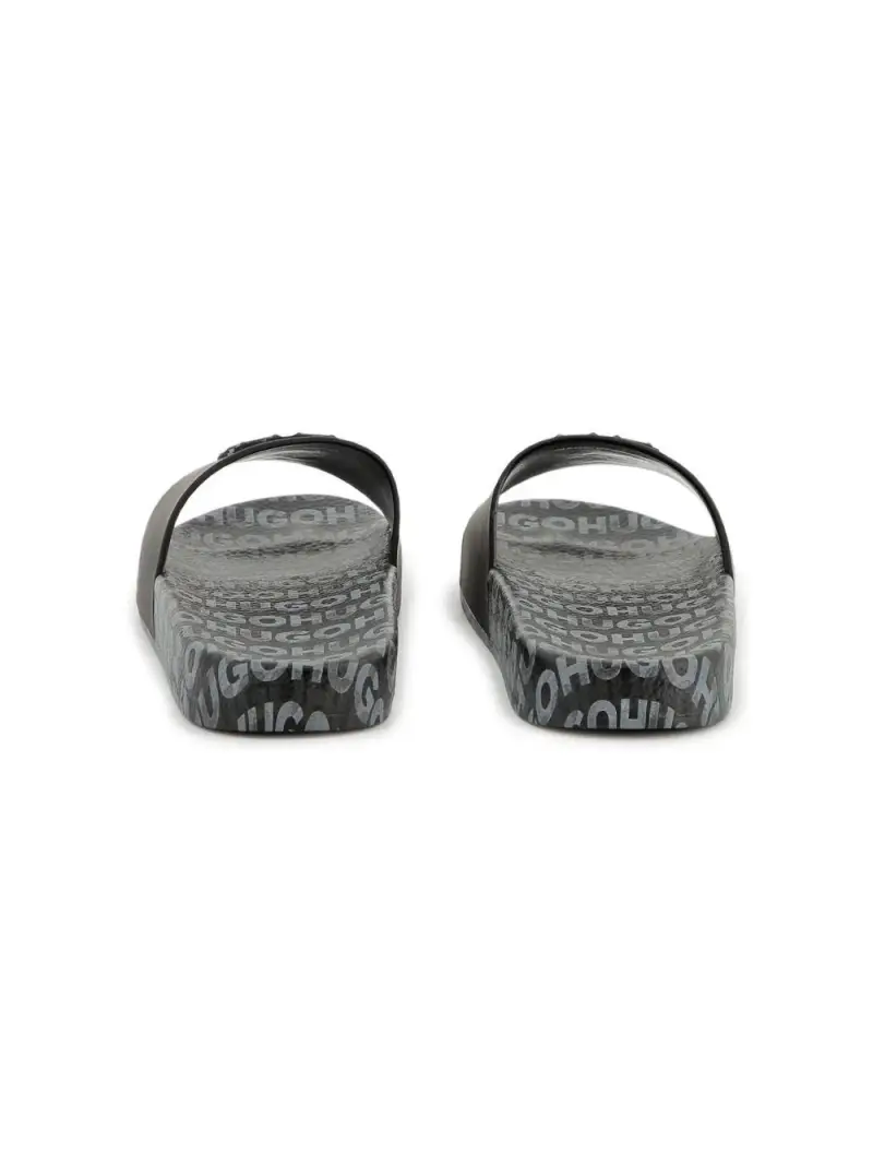 Ciabatta nera logo gommato Nero miniatura 3