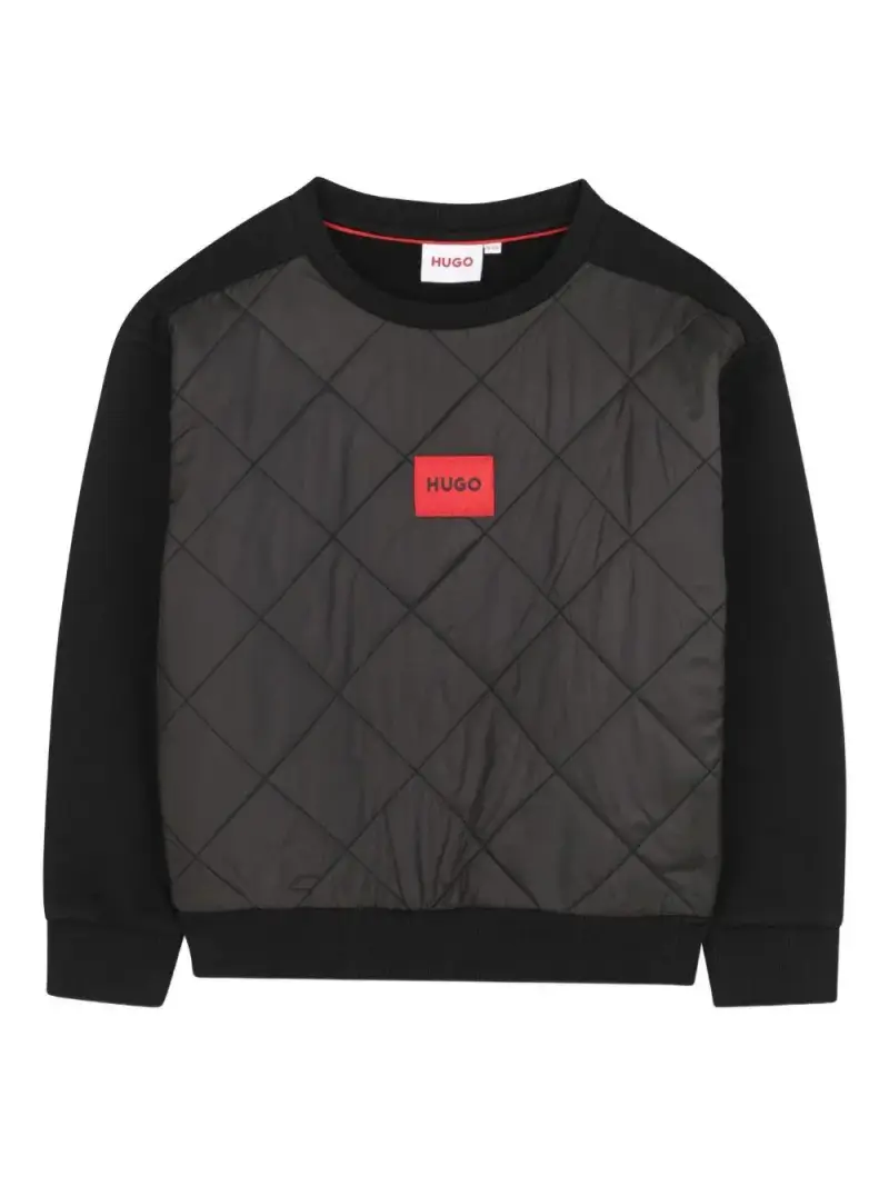 Felpa con Inserto Trapuntato Nero