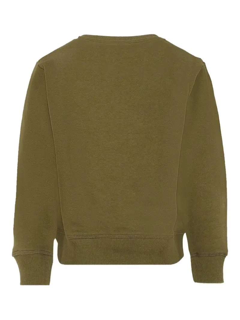 Felpa con Logo Ricamato Verde miniatura 3