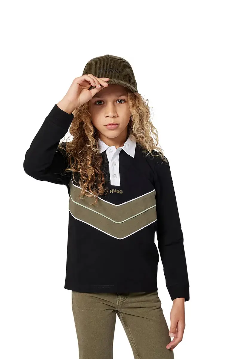 maglietta a maniche lunghe per bambini colore nero G00445