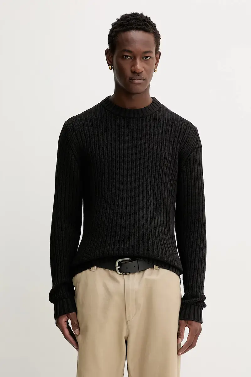 maglione in cotone uomo colore nero 50546863