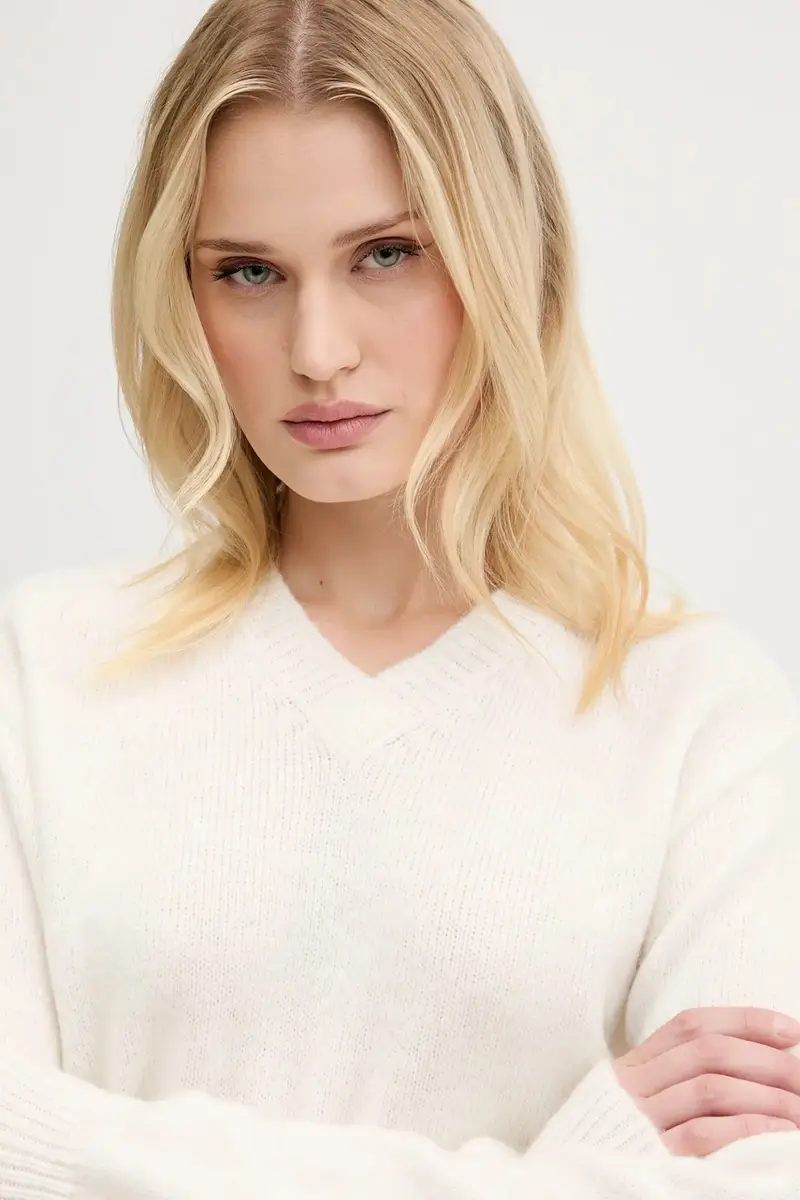 maglione in lana donna colore beige 50545092 miniatura 4