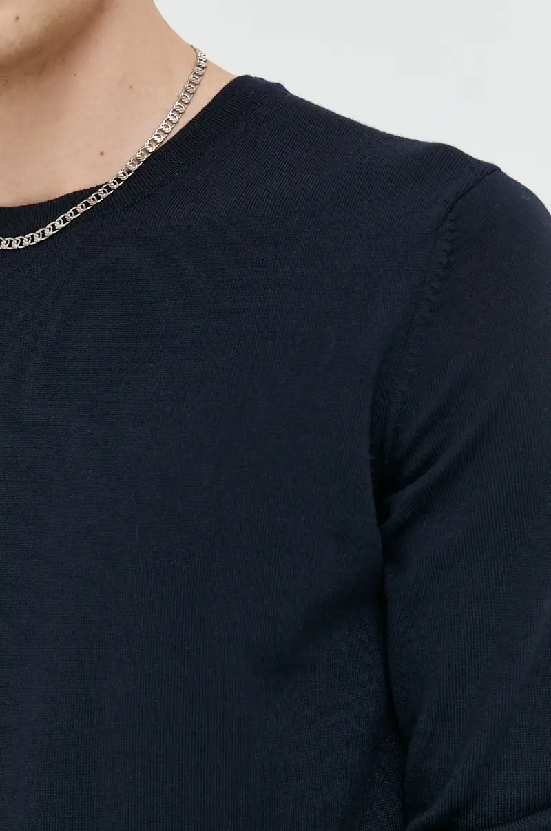 maglione in lana uomo Blu navy miniatura 5