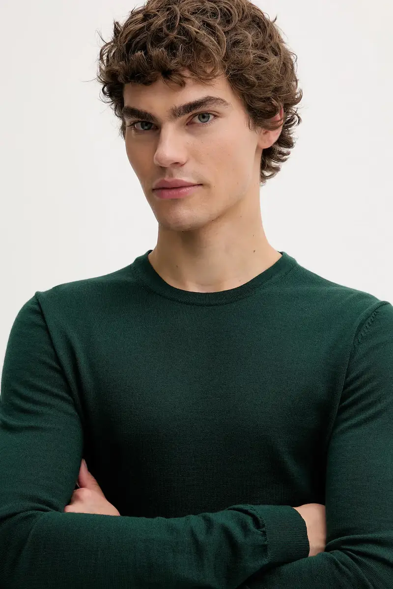 maglione in lana uomo colore arancione Verde miniatura 4