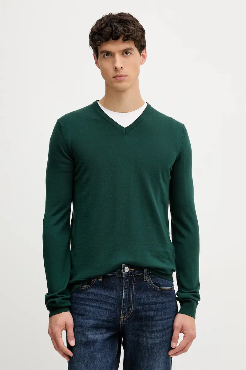 maglione in lana uomo colore nero 50474172 Verde
