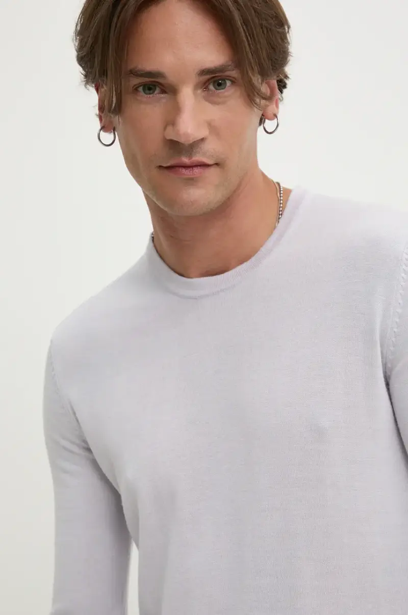 maglione in lana uomo colore violetto miniatura 4