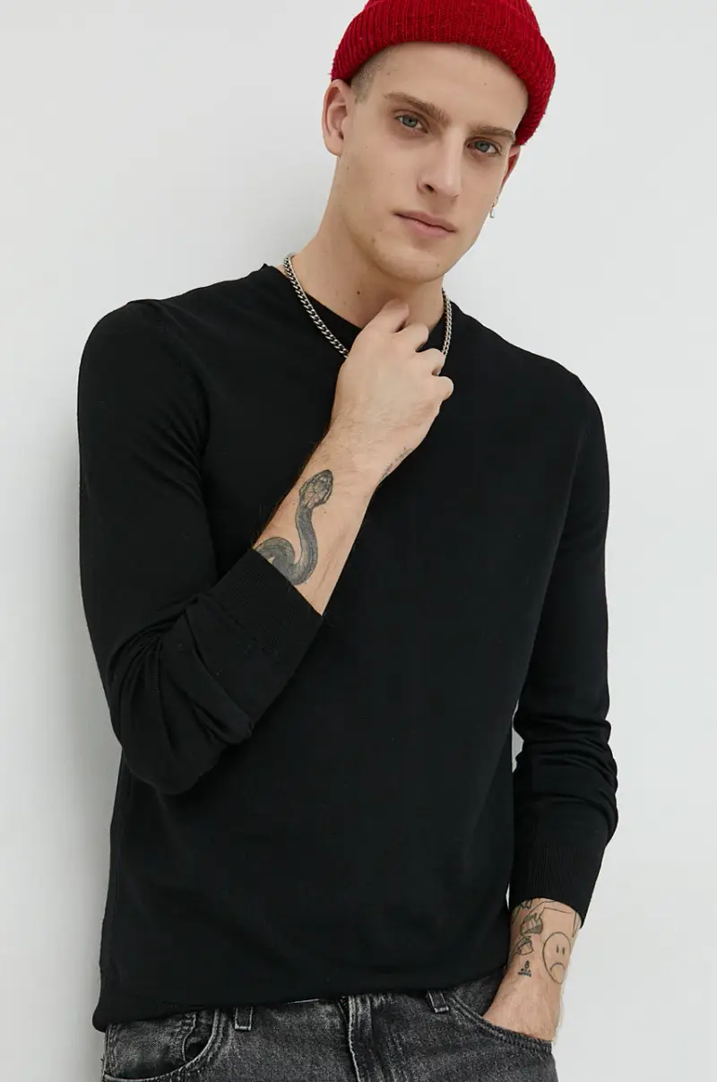 maglione in lana uomo Nero