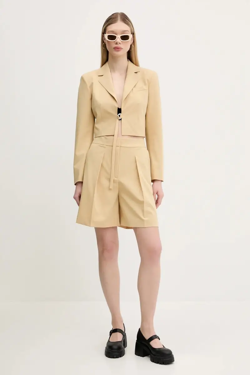 pantaloncini donna colore beige 50537900 miniatura 2