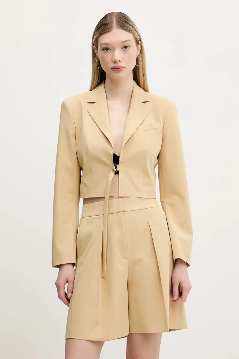 pantaloncini donna colore beige 50537900 miniatura 4