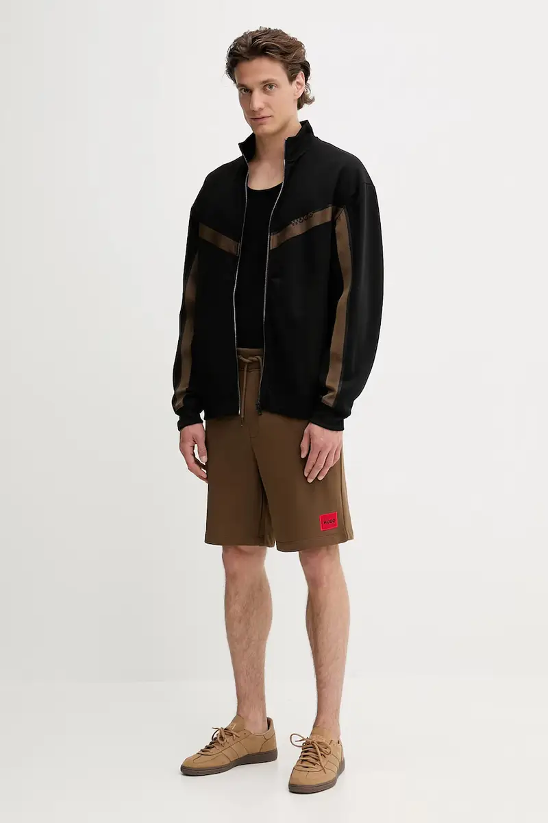 pantaloncini in cotone colore nero 50466196 Marrone miniatura 2