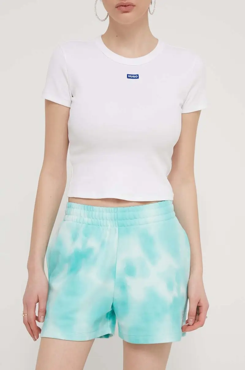 pantaloncini in cotone colore turchese 50514111