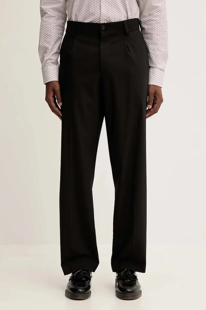 pantaloni con lana colore nero 50549484