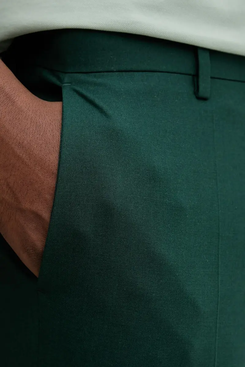 pantaloni con lana colore verde 50547336 miniatura 4