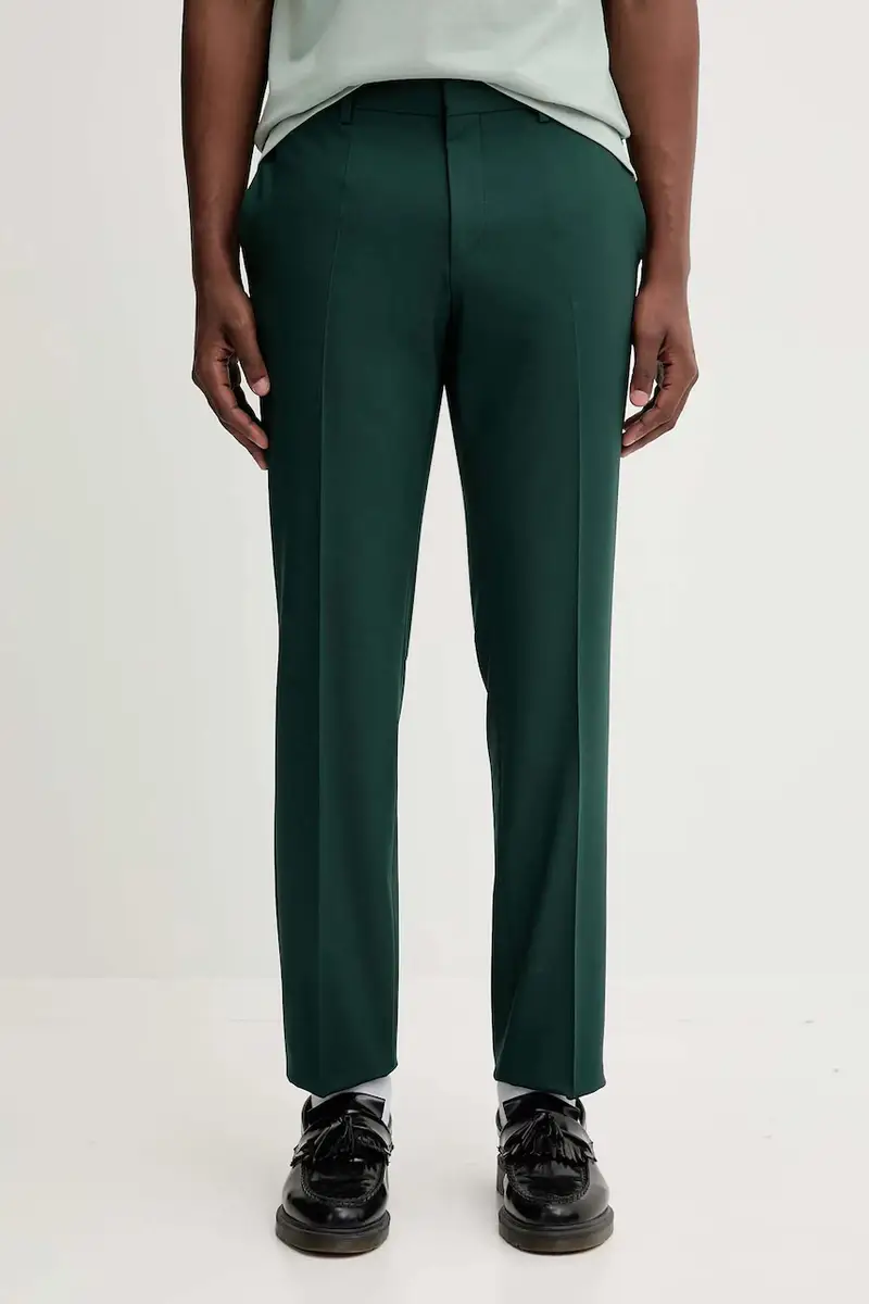 pantaloni con lana colore verde 50547336