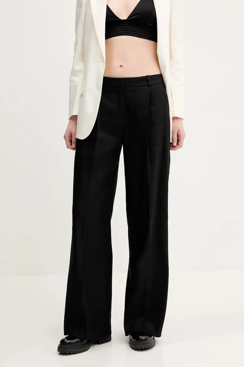 pantaloni in lino donna colore nero 50537619