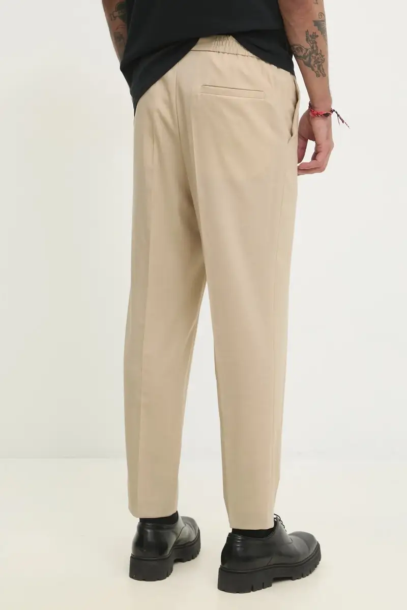 pantaloni in misto lana uomo colore beige 50538299 miniatura 3